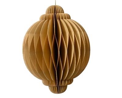 PENDENTE PALLINA IN CARTA NIDO D'APE CHAMPAGNE H.15X11,5 CM