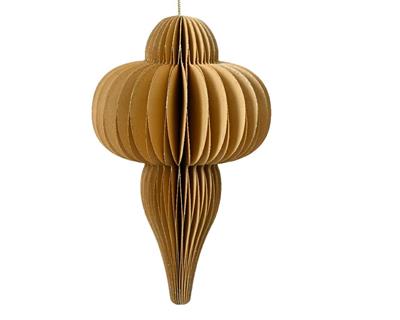 PENDENTE ORNAMENTO IN CARTA NIDO D'APE CHAMPAGNE H.15X9 CM