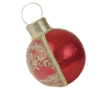 DECORAZIONE PALLINA ROSSO PIZZO ORO H.28CM