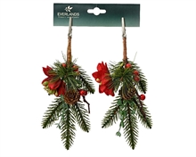 RAMETTI CON BACCHE E STELLA DI NATALE 2 PZ H.23 CM