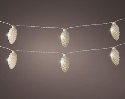 CATENA LUMINOSA 8 PIGNE CON LED BIANCO CALDO 175 CM