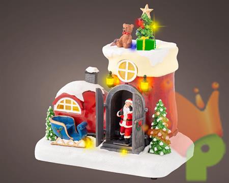 VILLAGGIO DI NATALE BABBO NATALE CON SLITTA E CASETTA
