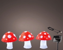 FUNGHI LUMINOSI IN ACRILICO 3 PZ 72 LED BIANCO FREDDO A BATTERIE