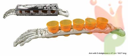 BRACCIO SCHELETRO CON 5 BICCHIERINI SHOT 37ML
