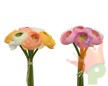 BOUQUET DI RANUNCOLI COLORI ASSORTITI 14 X H.19 CM