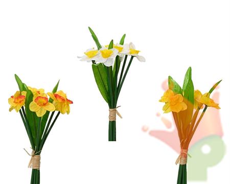 BOUQUET NARCISI SU STELO COLORE ASSORTITO 13XH.25 CM