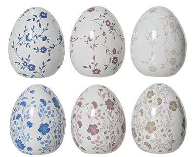 UOVO IN CERAMICA DECORATO CON FIORI 6,5XH.8 CM