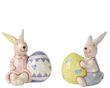 CONIGLIETTO / CONIGLIETTA CON UOVO IN CERAMICA H,.10,5 CM 1 PZ