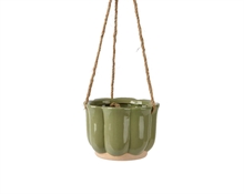 VASO FIORIERA DA APPENDERE IN GRES LUCIDO VERDE 13,2XH.9,5 CM