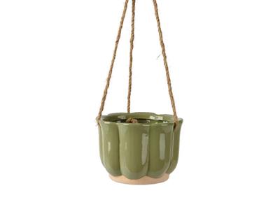VASO FIORIERA DA APPENDERE IN GRES LUCIDO VERDE 13,2XH.9,5 CM