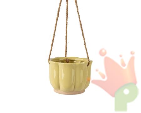 VASO FIORIERA DA APPENDERE IN GRES GIALLO 13,2XH.9,5 CM