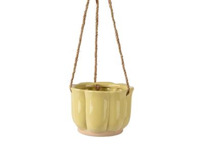 VASO FIORIERA DA APPENDERE IN GRES GIALLO 13,2XH.9,5 CM