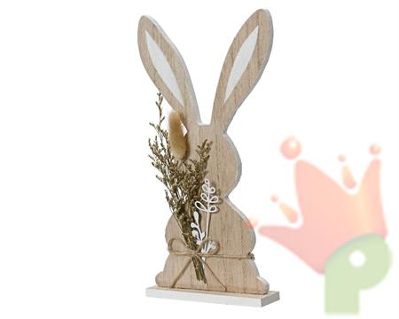 CONIGLIO IN COMPENSATO CON BASE E FIORI H.30X15,5X4 CM