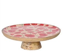 ALZATINA IN LEGNO CON DECORO FIORI PAPAVERI 27,5 X H. 9,5 CM
