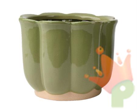 VASO IN CERAMICA VERDE LUCIDO 11,6XH.9,3 CM