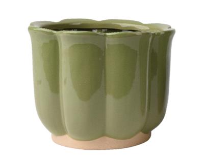 VASO IN CERAMICA VERDE LUCIDO 11,6XH.9,3 CM