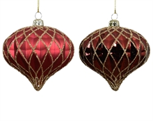PALLINA DI NATALE FORMA CIPOLLA BORDEAUX LUCIDO/OPACO 8 CM 1 PZ