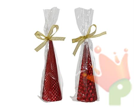CANDELA CONO ROSSO GLITTER H.15X5 CM ASSORTITA