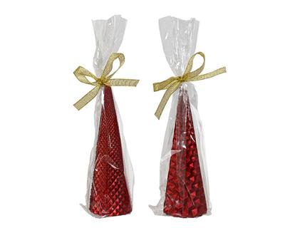 CANDELA CONO ROSSO GLITTER H.15X5 CM ASSORTITA