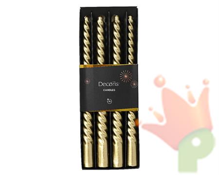 CANDELE TORCIGLIONE ORO 4 PZ H.25 CM