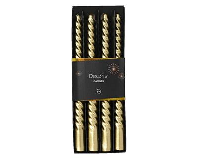 CANDELE TORCIGLIONE ORO 4 PZ H.25 CM