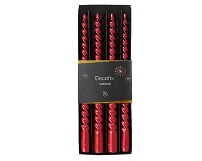 CANDELE TORCIGLIONE ROSSO METAL  4 PZ H.25 CM