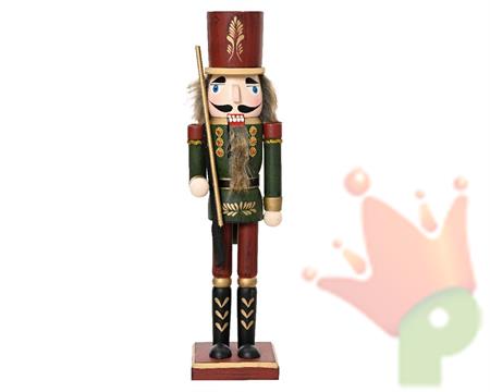 SOLDATINO SCHIACCIANOCI IN LEGNO ROSSO/VERDE 25CM