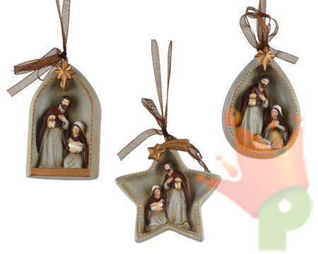 PENDENTE NATIVITA' IN POLIRESINA H.10X10X3,5 CM ASSORTITO