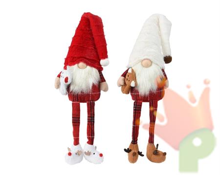 GNOMO NATALIZIO ROSSO/BIANCO GAMBE PENZOLANTI H.73 CM