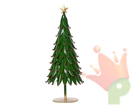 ALBERO DI NATALE IN FERRO VERDE CON PALLINE ROSSE H.50X18 CM