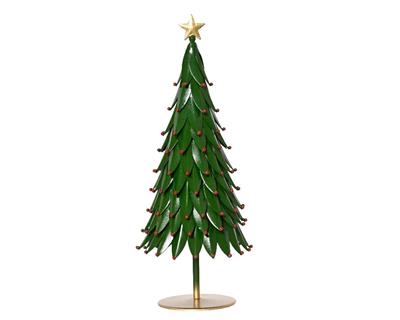 ALBERO DI NATALE IN FERRO VERDE CON PALLINE ROSSE H.50X18 CM