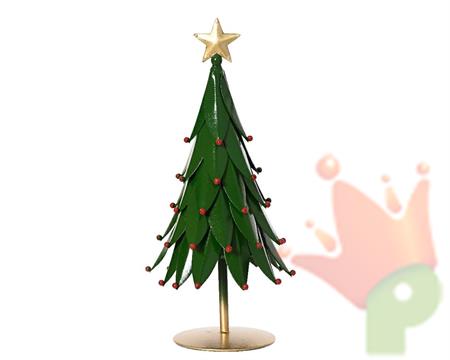 ALBERO DI NATALE IN FERRO VERDE CON PALLINE ROSSE H.35,5X14,5 CM