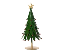 ALBERO DI NATALE IN FERRO VERDE CON PALLINE ROSSE H.35,5X14,5 CM