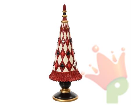 DECORAZIONE NATALIZIA ALBERO ROMBI ROSSI BIANCHI H.28X10X10 CM