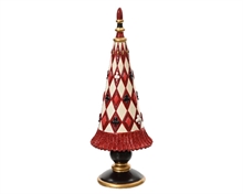 DECORAZIONE NATALIZIA ALBERO ROMBI ROSSI BIANCHI H.28X10X10 CM