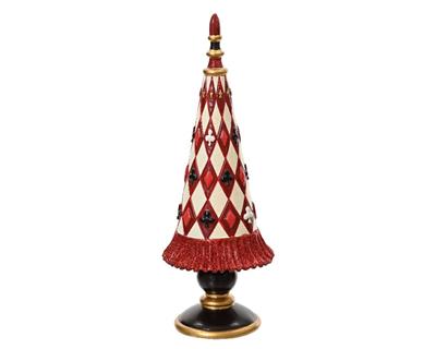 DECORAZIONE NATALIZIA ALBERO ROMBI ROSSI BIANCHI H.28X10X10 CM
