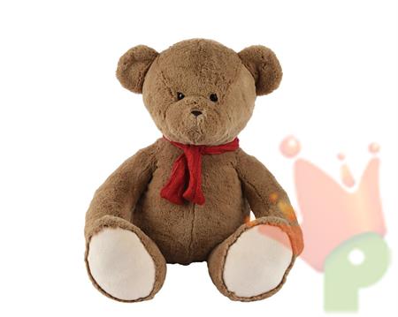 PELUCHE ORSETTO SEDUTO CON SCIARPA ROSSA H.25X20 CM