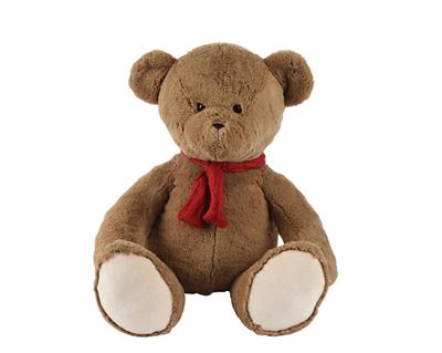 PELUCHE ORSETTO SEDUTO CON SCIARPA ROSSA H.25X20 CM