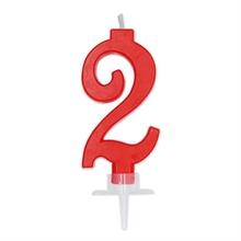 CANDELINA NUMERO 2 CERA ITALIC ROSSA 7CM