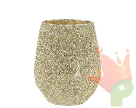 VASO IN VETRO GLITTER ORO H.18,5X14,5 CM