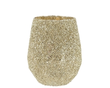 VASO IN VETRO GLITTER ORO H.18,5X14,5 CM