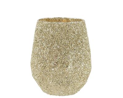 VASO IN VETRO GLITTER ORO H.18,5X14,5 CM