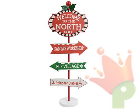 INSEGNA NATALIZIA IN FETTO WELCOME TO THE NORTH POLE H.78,5X15X3
