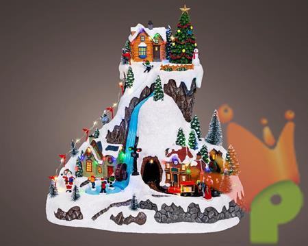 VILLAGGIO NATALIZIO CON LUCI MOVIMENTO E MUSICA H25X50X29 CM