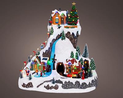 VILLAGGIO NATALIZIO CON LUCI MOVIMENTO E MUSICA H25X50X29 CM
