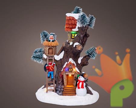 VILLAGGIO DI NATALE CASA SULL'ALBERO LED H.22X16X15 CM
