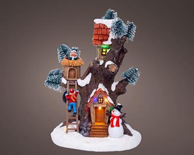 VILLAGGIO DI NATALE CASA SULL'ALBERO LED H.22X16X15 CM