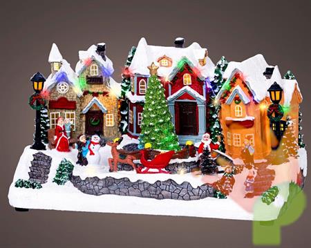 VILLAGGIO DI NATALE CON LUCI MOVIMENTO E MUSICA H.18,7X32X18,5CM