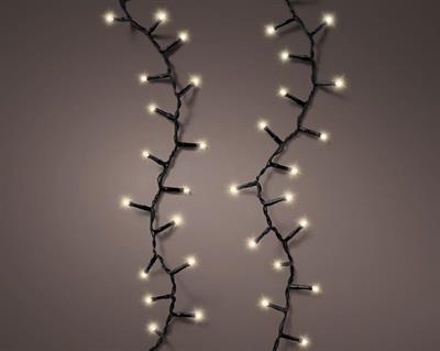 LUCI DI NATALE 600 LED BIANCO CALDO CAVO NERO 14,9 MT A BATTERIE