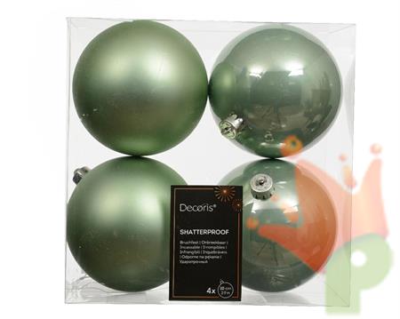 PALLINE DI NATALE VERDE MENTA LUCIDE OPACHE 4 PZ 10 CM